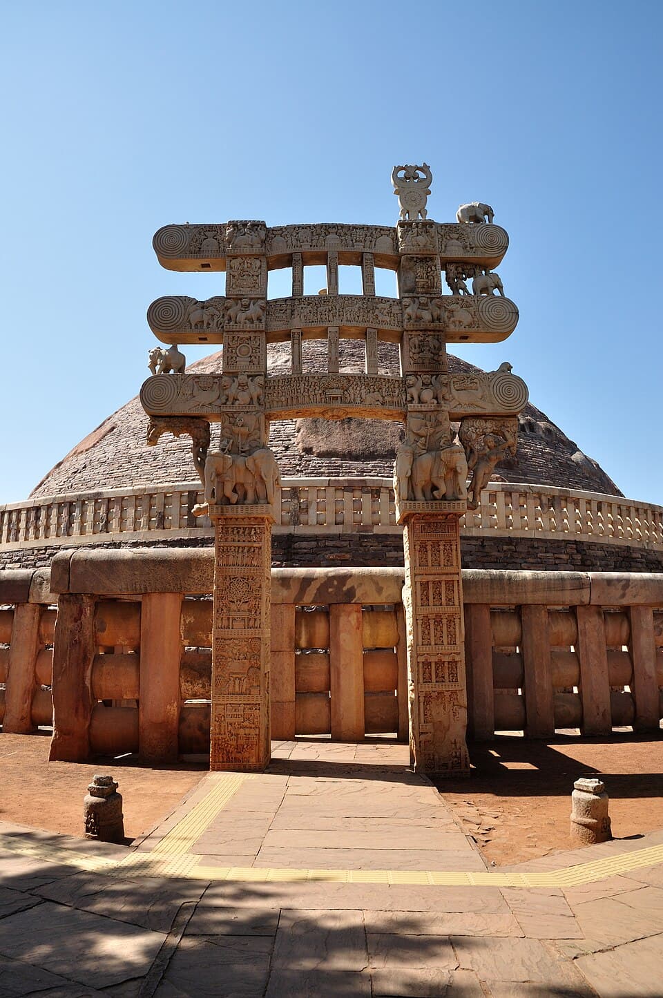 Carved torana gateway of the Great Stupa at Sanchi